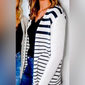 Black and White Striped Women's Top